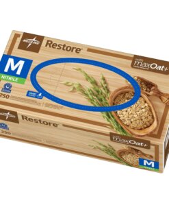 Medline Restore Nitrile Exam Gloves with Oatmeal - Medium Size - For Right/Left Hand - Off White - Powder-free, Latex-free, Allergen-free, Beaded Cuff, Textured Fingertip, Non-sterile - 250 / Box - 9.50" Glove Length