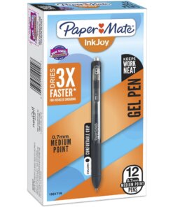 Paper Mate InkJoy Gel Pen - 0.7 mm Pen Point Size - Retractable - Black Gel-based Ink - Black Barrel - 1 Dozen