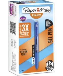 Paper Mate InkJoy Gel Pen - 0.7 mm Pen Point Size - Retractable - Blue Gel-based Ink - Blue Barrel - 1 Dozen