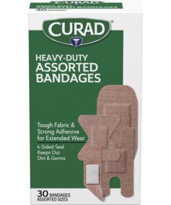 Curad Extreme Hold Assorted Bandages - 30/Box - Tan - Fabric