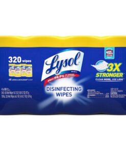 Lysol 4-pack Disinfecting Wipes - Wipe - Lemon Lime ScentCanister - 320 / Pack - White