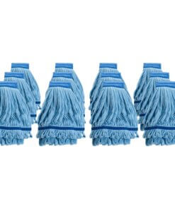 Genuine Joe Microfiber Wet Mophead Refill - MicroFiber - Blue - 12 / Carton