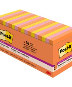 Post-it&reg; Super Sticky Dispenser Notes - Energy Boost Color Collection - 3" x 3" - Rectangle - Vital Orange, Tropical Pink, Sunnyside - Paper - Self-adhesive, Removable, Recyclable - 18 / Pack