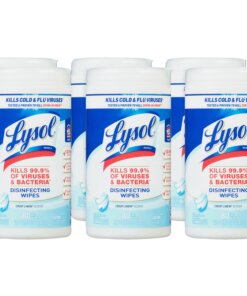 Lysol Disinfecting Wipes - Wipe - Crisp Linen Scent - 7.25" Width x 7" Length - 80 / Canister - 6 / Carton - White