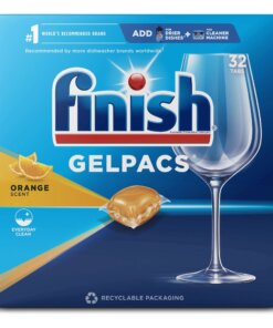 Finish Dishwasher Gel Packs - Gel - 1.3 fl oz (0 quart) - Orange Scent - 32 / Box - 8 / Carton - Orange