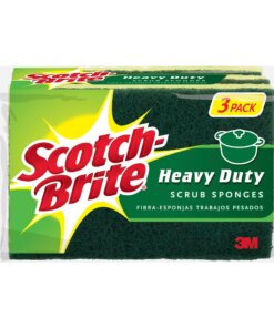 Scotch-Brite Heavy-Duty Scrub Sponges - 2.8" Height x 4.5" Width x 4.5" Length x 590 mil Thickness - 8/Carton - Yellow, Green