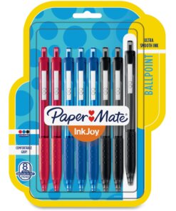 Paper Mate Inkjoy 300 RT Ballpoint Pens - 1 mm Pen Point Size - Retractable - Black, Red, Blue - Assorted Barrel - 8 / Pack