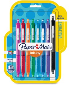 Paper Mate Inkjoy 300 RT Ballpoint Pens - 1 mm Pen Point Size - Retractable - Green, Magenta, Red, Orange, Turquoise, Black, Blue, Purple - Assorted Barrel - 8 / Pack
