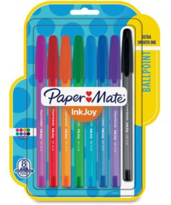 Paper Mate InkJoy 100 ST Pens - Medium Pen Point - 1 mm Pen Point Size - Assorted - Translucent Barrel - 8 / Pack