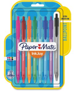Paper Mate InkJoy 100 RT Pens - Medium Pen Point - 1 mm Pen Point Size - Retractable - Assorted - Translucent Barrel - 8 / Pack