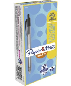 Paper Mate InkJoy 100 RT Pens - Medium Pen Point - 1 mm Pen Point Size - Retractable - Black - Translucent Barrel - 12 / Dozen