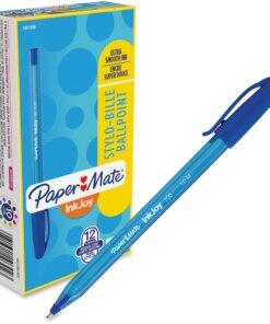Paper Mate Inkjoy 100 ST Ballpoint Stick Pens - Medium Pen Point - 1 mm Pen Point Size - Blue - Translucent Barrel - 1 Dozen