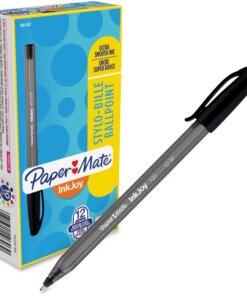 Paper Mate Inkjoy 100 ST Ballpoint Stick Pens - Medium Pen Point - 1 mm Pen Point Size - Black - Translucent Barrel - 1 Dozen