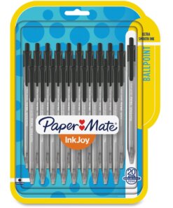 Paper Mate InkJoy 100 RT Pens - Medium Pen Point - 1 mm Pen Point Size - Retractable - Black - Translucent Barrel - 20 / Pack