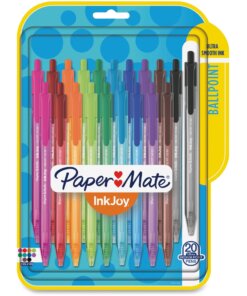 Paper Mate InkJoy 100 RT Pens - Medium Pen Point - 1 mm Pen Point Size - Retractable - Assorted - Translucent Barrel - 20 / Pack