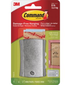 Command Sticky Nail Wire-Backed Hanger - 8 lb (3.63 kg) Capacity - for Decoration, Pictures - Metal - Silver - 1 / Pack