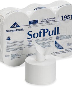 SofPull Centerpull High-Capacity Toilet Paper - 2 Ply - 5.25" x 8.40" - 1000 Sheets/Roll - 8.10" Roll Diameter - White - Perforated, Soft, Chlorine-free, Center Pull - For Bathroom - 6 / Carton