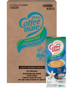 Coffee mate Sugar-Free Liquid Coffee Creamer Singles - French Vanilla Flavor - 0.38 fl oz (11 mL) - 4/Carton - 50 Per Box - 200 Serving