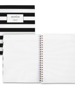 Cambridge Hardcover Wirebound Notebook - 160 Pages - Twin Wirebound - Both Side Ruling Surface - Ruled - 11" x 8 7/8" - Black & White Stripe Cover - Hard Cover, Dual Sided - 1 Each