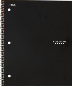 Five Star College Ruled 1-subject Notebook - 100 Sheets - Wire Bound - Wide Ruled - 8" x 11" - BlackPlastic Cover - 1 Each