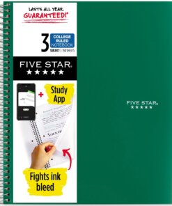 Five Star College Ruled 3 - subject Notebook - Letter - 150 Sheets - Wire Bound - College Ruled - Letter - 8 1/2" x 11" - GreenKraft Cover - 1 Each