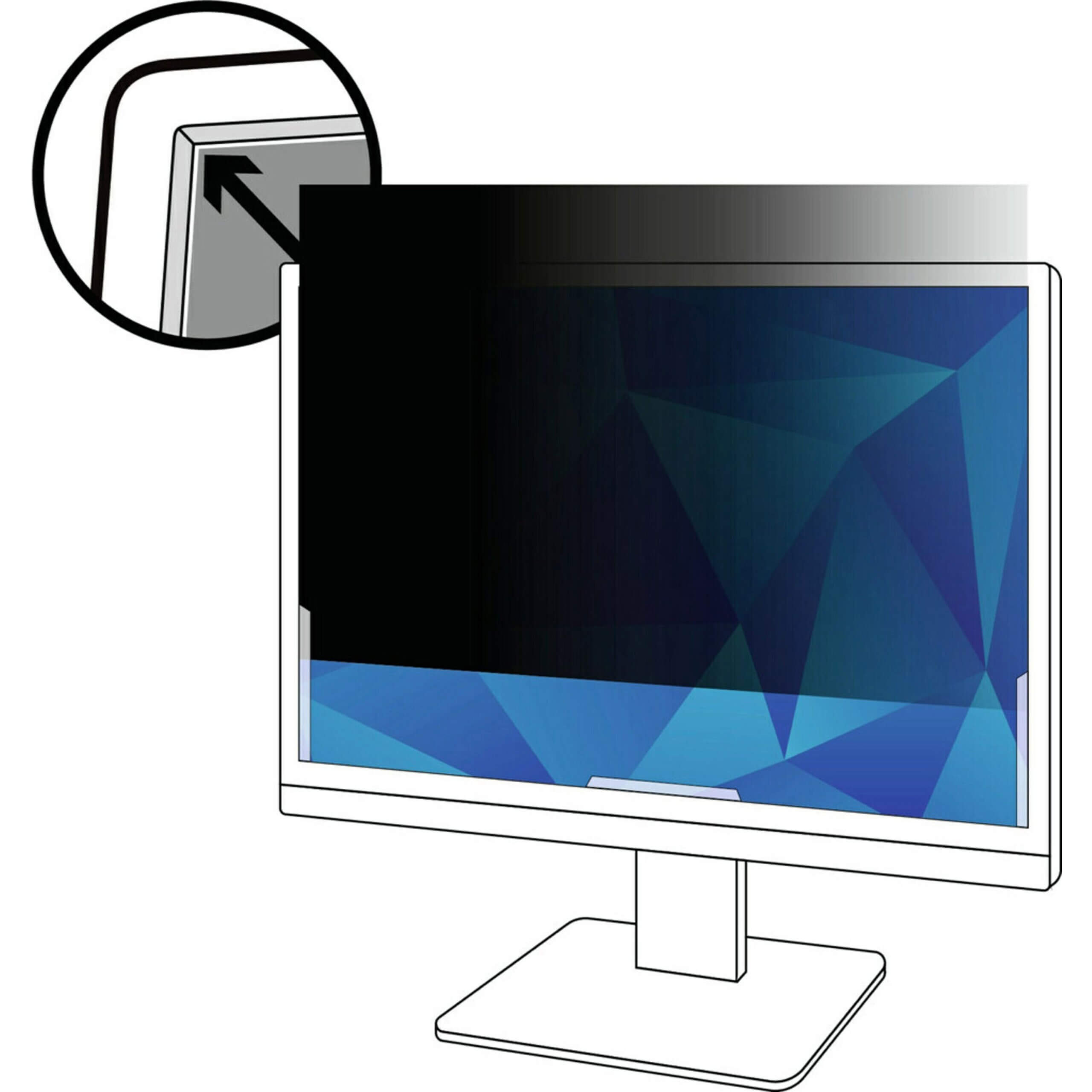 3M Privacy Filter Black, Matte - For 21.5" Widescreen LCD Monitor - 16:9 - Scratch Resistant, Fingerprint Resistant, Dust Resistant - Anti-glare