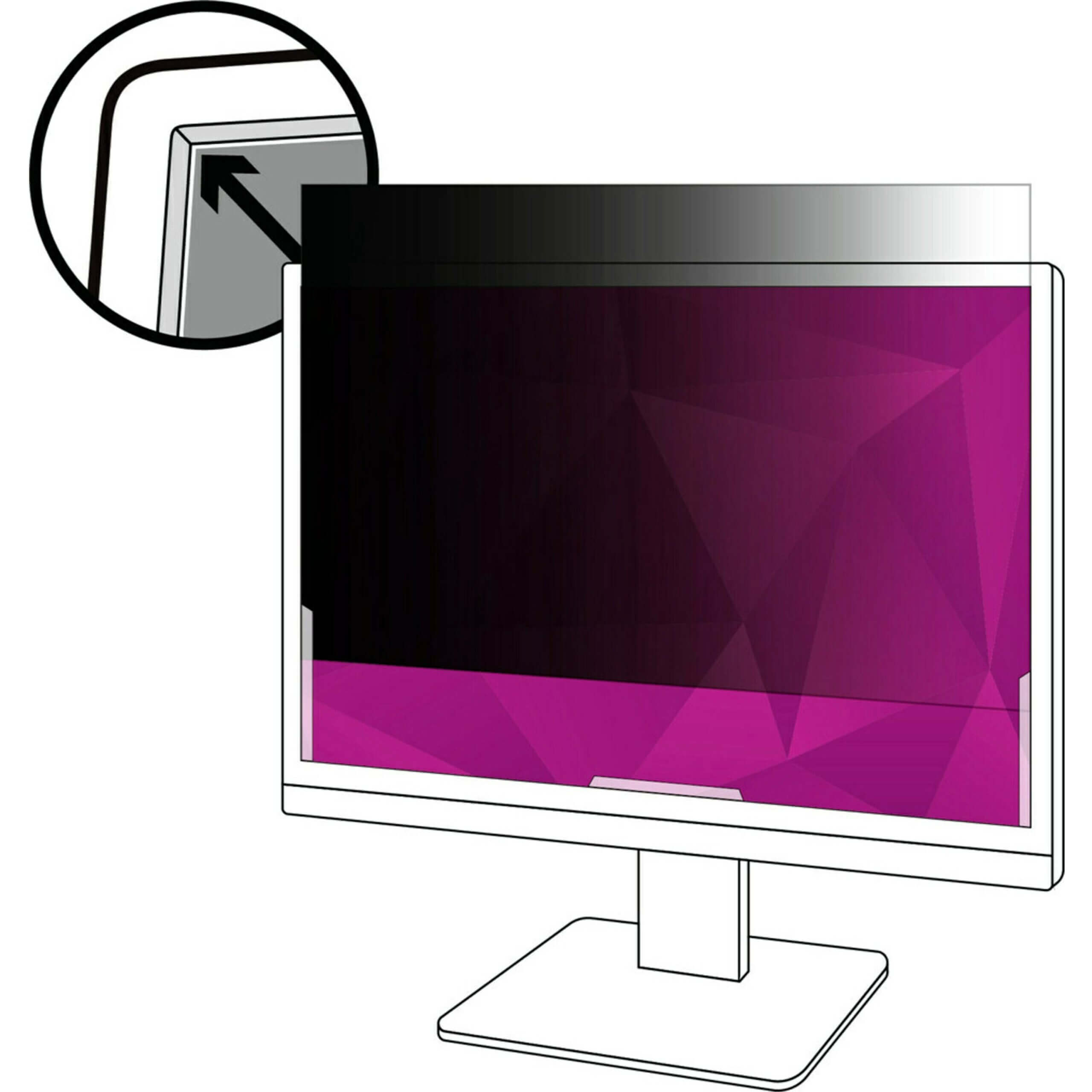 3M High Clarity Privacy Filter Black, Glossy - For 21.5" Widescreen LCD Monitor - 16:9 - Scratch Resistant, Dust Resistant