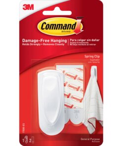 Command Spring Clip - 8 oz (226.8 g) Capacity - Plastic - White - 1 / Pack