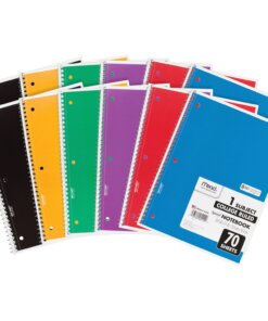 Mead One-subject Spiral Notebook - 70 Sheets - Spiral - College Ruled - 8" x 10 1/2" - White Paper - TanBoard Cover - Heavyweight, Punched - 12 / Bundle