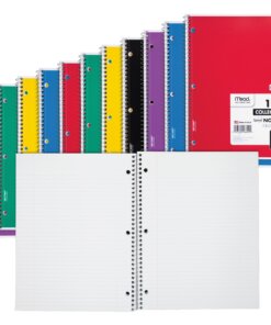 Mead One-subject Spiral Notebook - 100 Sheets - Spiral - College Ruled - 8" x 10 1/2"8" x 10.5" - White Paper - Back Board - 12 / Bundle