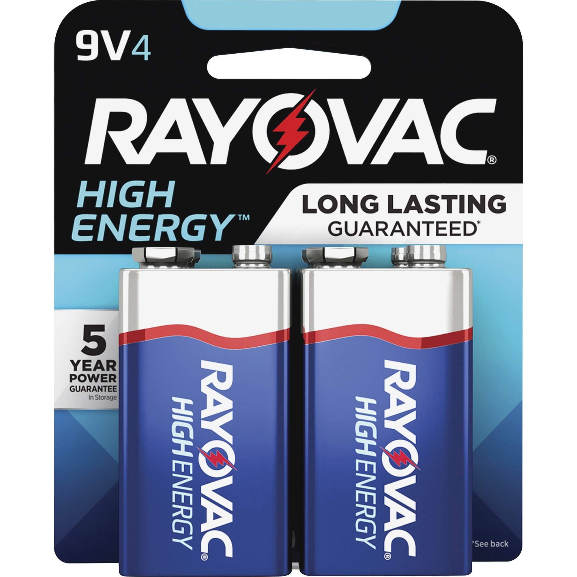 Rayovac High-Energy Alkaline 9-Volt Batteries - For Multipurpose - 9V - 9 V DC - 4 / Pack