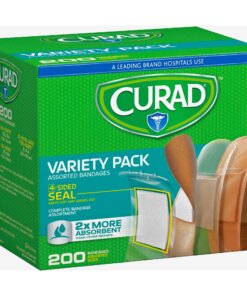 Curad Variety Pack 4-sided Seal Bandages - 200/Box - Assorted - Fabric, Plastic