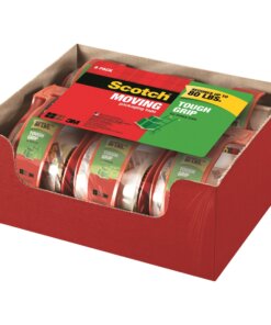 Scotch Tough Grip Moving Packaging Tape - 22.20 yd Length x 1.88" Width - Fiber - Dispenser Included - 6 / Pack - Clear
