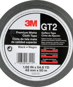 3M Gaffers Cloth Tape - 54.60 yd Length x 1.90" Width - 11 mil Thickness - Vinyl - 1 / Roll - Black