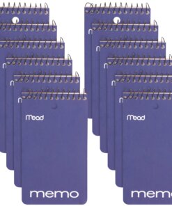 Mead Wirebound Memo Book - 60 Sheets - 120 Pages - Wire Bound - College Ruled - 3" x 5" - White Paper - AssortedCardboard Cover - Stiff-back, Hole-punched - 12 / Pack