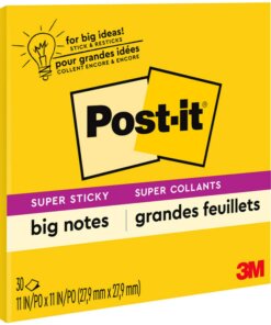 Post-it&reg; Super Sticky Big Notes - 10.98" x 10.98" - Square - 30 Sheets per Pad - Canary Yellow - 1 Each