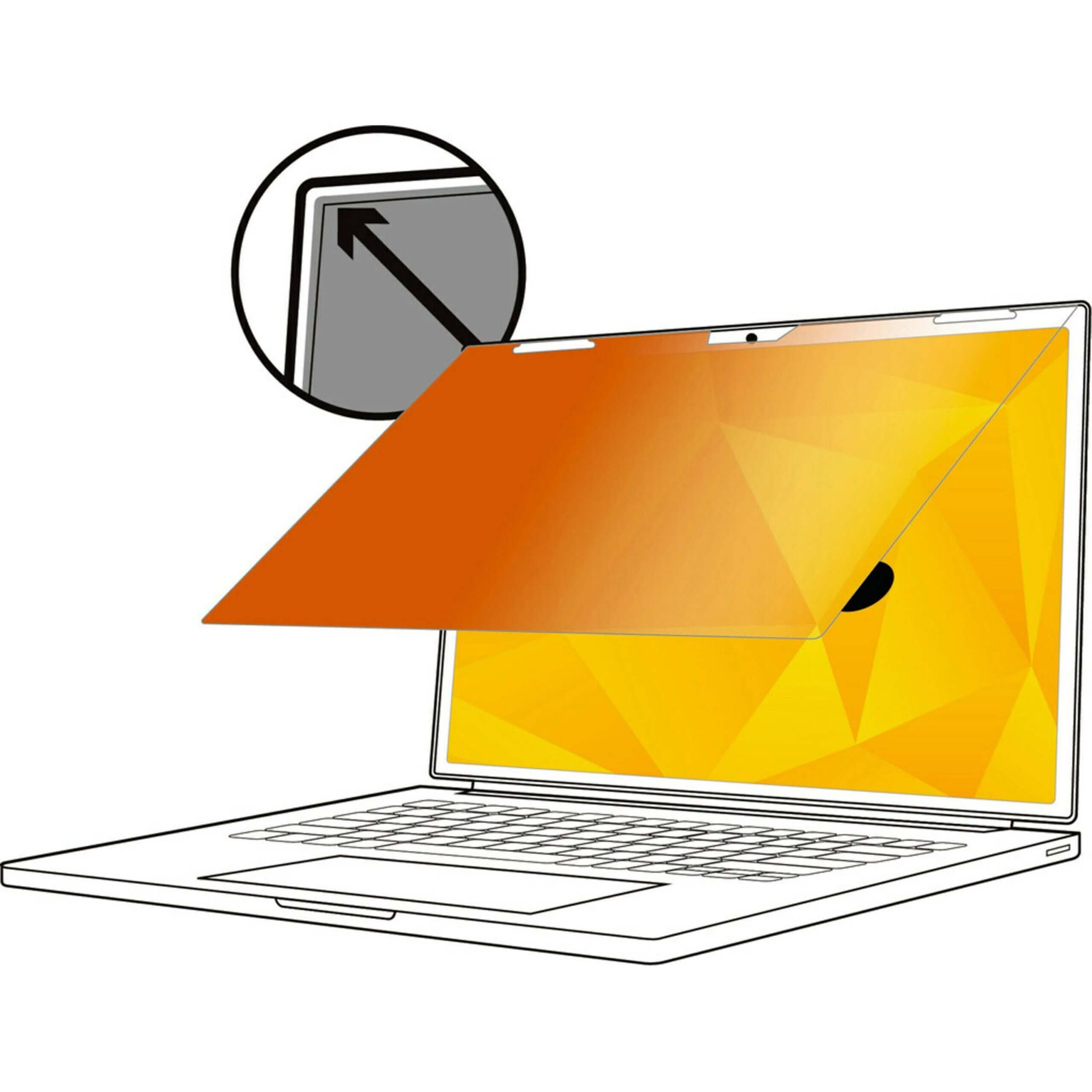 3M Gold Privacy Filter Gold, Glossy - For 14" Widescreen LCD Notebook - 16:9 - Scratch Resistant, Dust Resistant