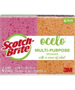 Scotch-Brite StayFresh Sponge - 5.8" Height x 4.6" Width x 4.6" Depth - 4/Pack - Cellulose - Assorted
