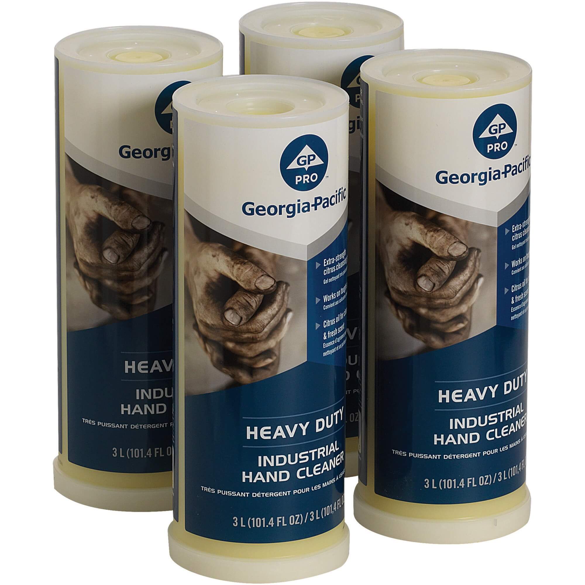 Georgia-Pacific Heavy-Duty Gel Industrial Hand Cleaner Dispenser Refills - Citrus Scent - 101.4 fl oz (3 L) - Grime Remover, Soil Remover, Tar Remover, Paint Remover, Lacquer Remover - Hand, Skin - Clear - Heavy Duty, Non-greasy, Site Window, Fast Acting - 4 / Carton