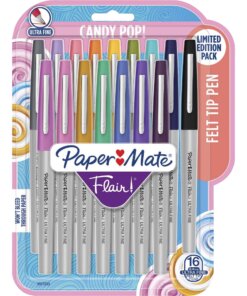 Paper Mate Flair Ultra Fine Candy Pop Felt Tip Pen - Ultra Fine Pen PointWater Based Ink - Felt Tip - 16 / Pack