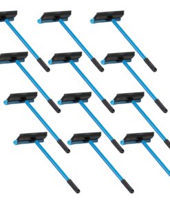 Ettore Auto Squeegee Scrubber - 8" Rubber Blade - 16" Aluminum Handle - Durable, Streak-free, Lightweight - Blue