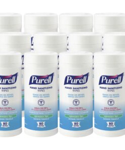 PURELL&reg; Alcohol Hand Sanitizing Wipes - White - Pre-moistened, Durable, Lint-free, Textured, Fragrance-free, Dye-free, Non-sticky, Residue-free - For Hand - 80 Per Canister - 12 / Carton