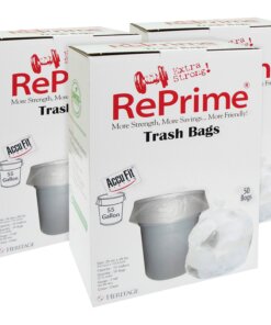 Heritage Accufit RePrime Can Liners - 55 gal Capacity - 40" Width x 53" Length - 0.90 mil (23 Micron) Thickness - Low Density - Clear - Linear Low-Density Polyethylene (LLDPE) - 3/Carton - 50 Per Box - Garbage