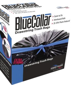 BlueCollar 30-gallon Drawstring Trash Bags - 30 gal Capacity - 30" Width x 34" Length - 1 mil (25 Micron) Thickness - Black - 6/Carton - 40 Per Box - Garbage