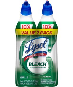 Lysol Bleach Toilet Bowl Cleaner - 24 fl oz (0.8 quart) - Bottle - 2 / Pack - Blue