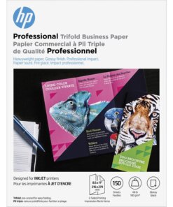 HP Professional Trifold Business Paper - White - Letter - 8 1/2" x 11" - 48 lb Basis Weight - 180 g/m² Grammage - Glossy - 150 / Pack