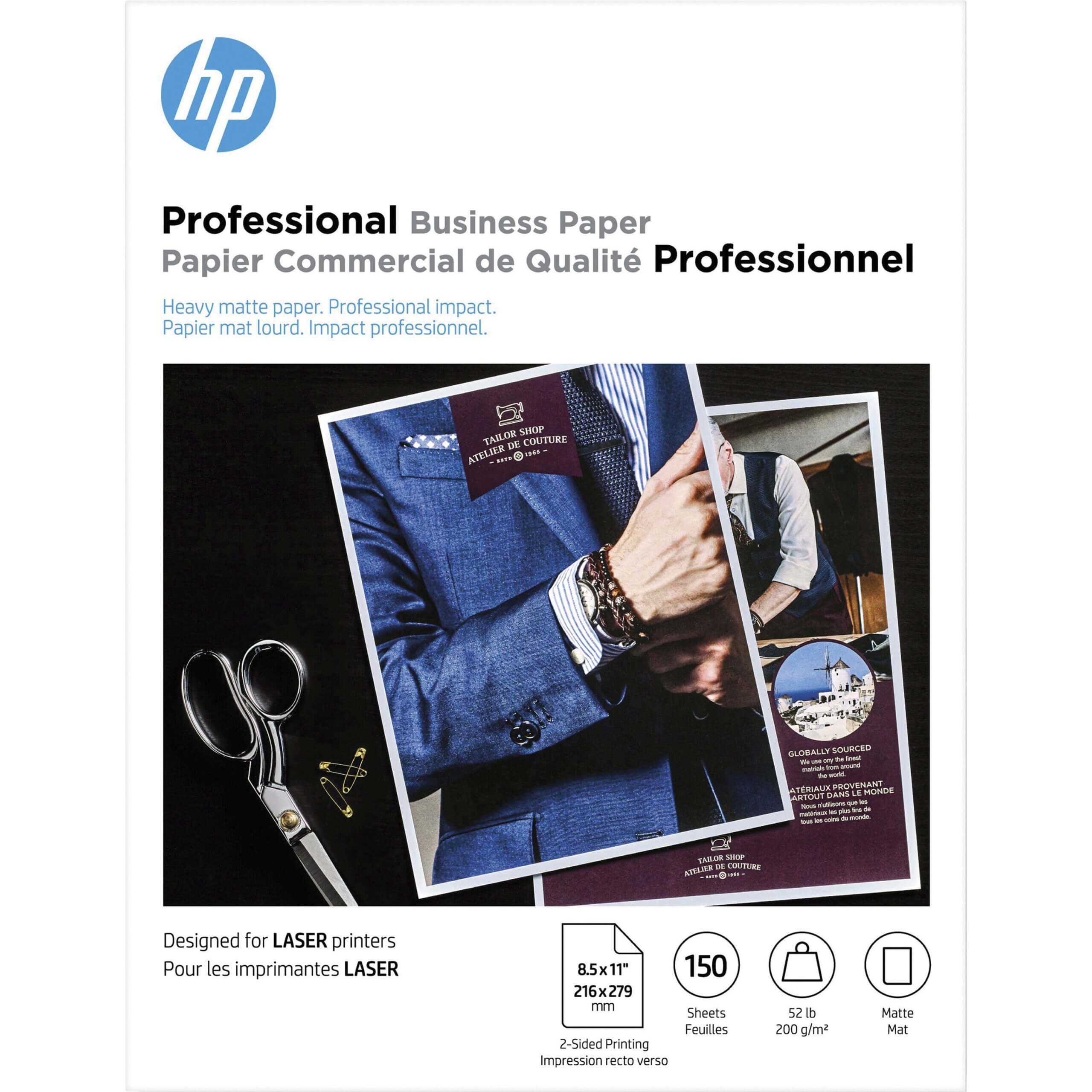 HP Laser Printer Professional Business Paper - Multi - Letter - 8 1/2" x 11" - 52 lb Basis Weight - 200 g/m² Grammage - Matte - 1 Each