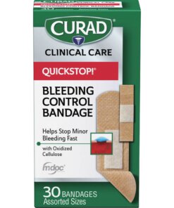 Curad Assorted QuickStop Bandages - Assorted Sizes - 30/Box - White - Fabric