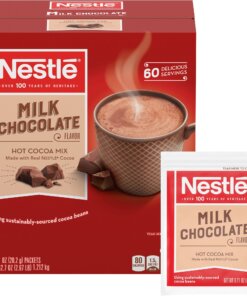 Nestle&reg; Milk Chocolate Single-Serve Hot Chocolate Packets - Cocoa, Chocolate - 0.71 oz - 60 / Box
