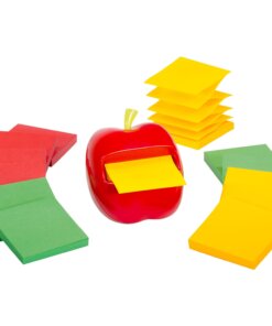 Post-it&reg; Dispenser Note Apple Shape Dispenser - Candy Apple Red, Sunnyside, Lucky Green